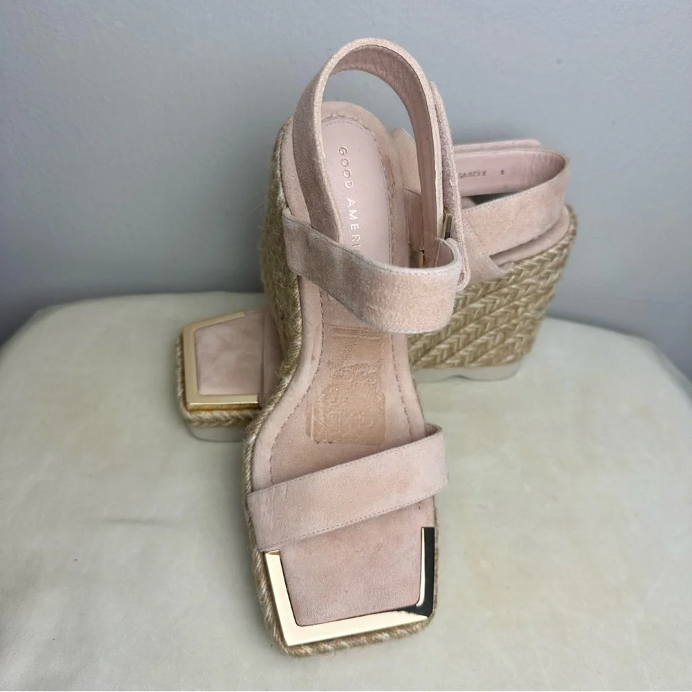 Good American Espadrille Wedge Sandal Sz 8 - Picture 2 of 8